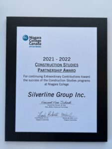 SilverLine Group presented by Niagara College with the Construction Studies Partnership Award